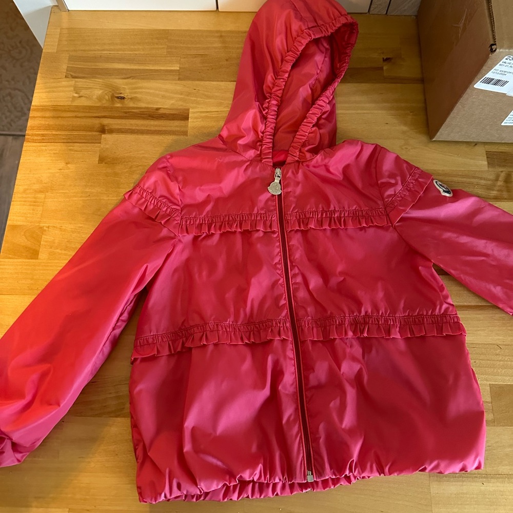 Moncler Kids' Frill-trim Hooded Jacket In Pink